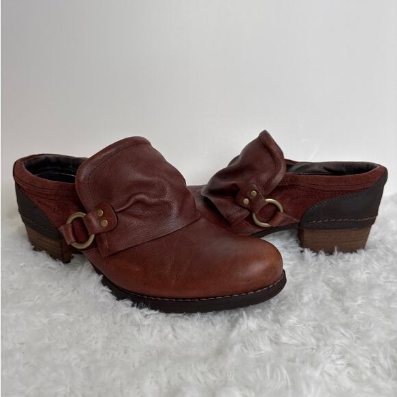 Merrell Shiloh Leather Harness Mule Slip-On Clogs western cowgirl brown 10 - Picture 4 of 14
